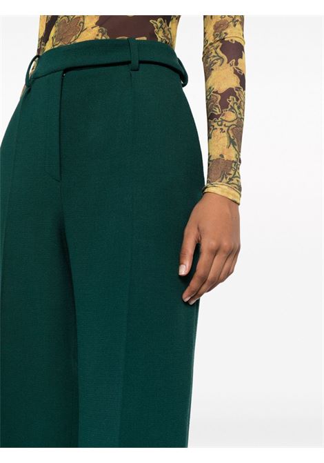 Green houndstooth high-waist wide-leg trousers - women ALEXANDRE VAUTHIER | 233PA1952CYPRSSGRN